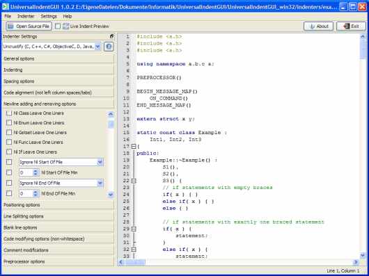 UniversalIndentGUI screenshot